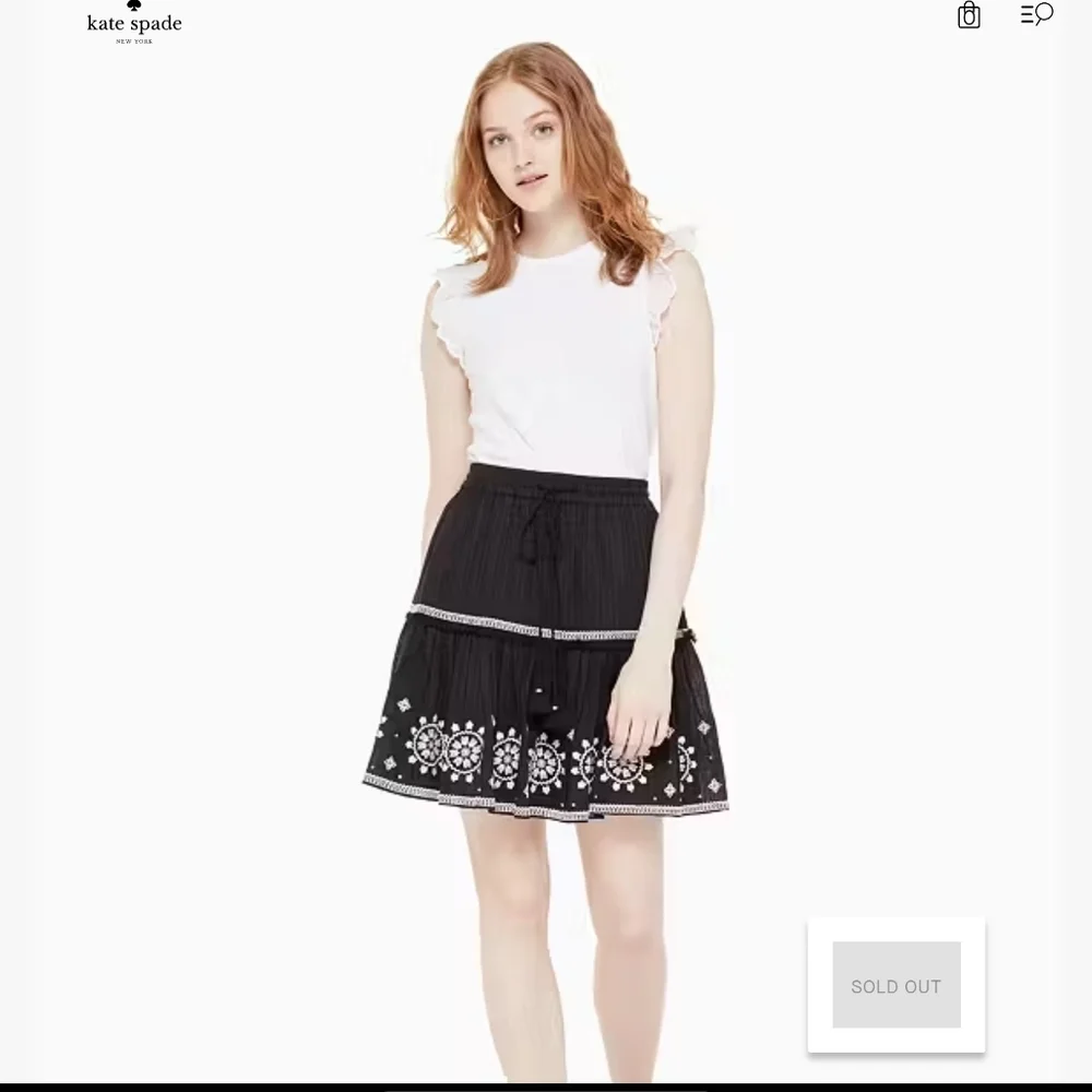 Kate Spade Mosaic Embroidered Boho Fairycore Black White Skirt XL Womens